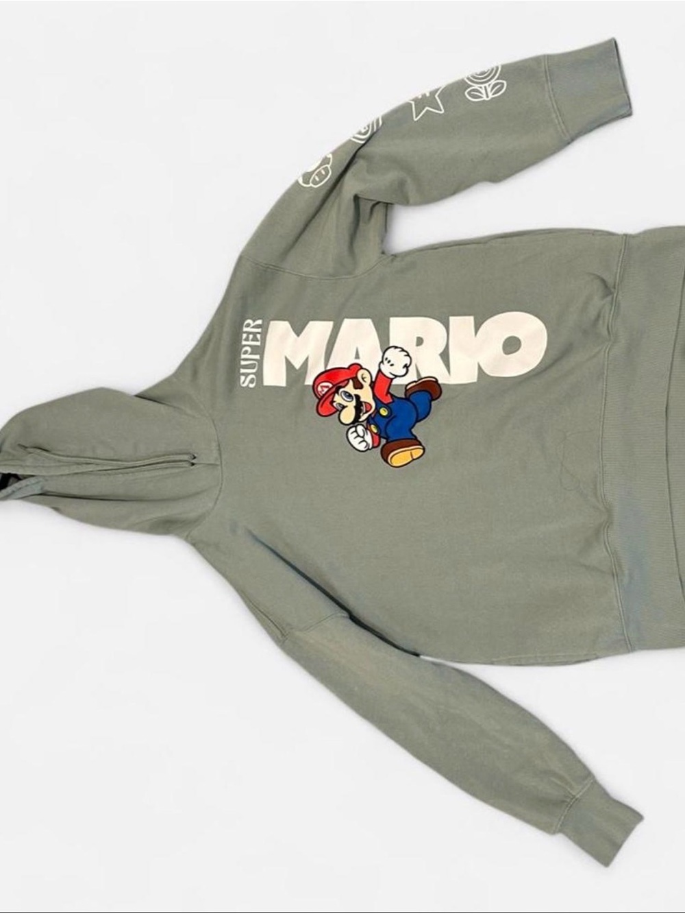 Nintendo Super Mario Olive Graphic Zip-Up Sweater